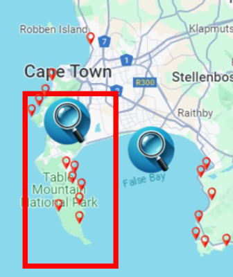 Cape Town spearfishing, freediving and snorkellng dive map