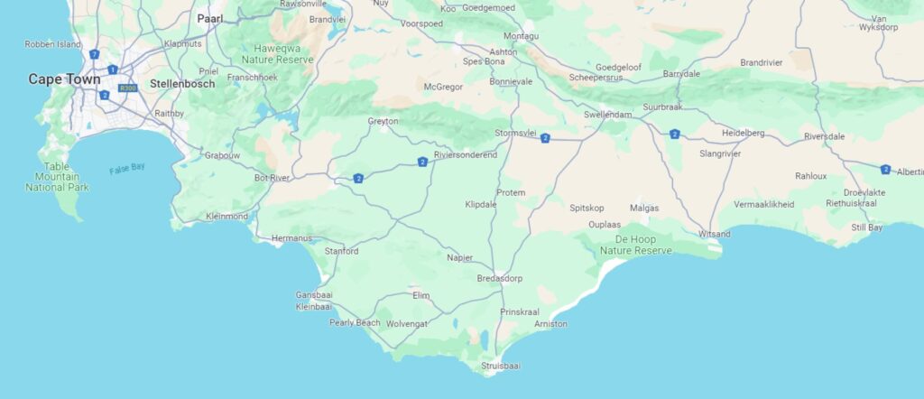 Map of Western Cape and Garden Route